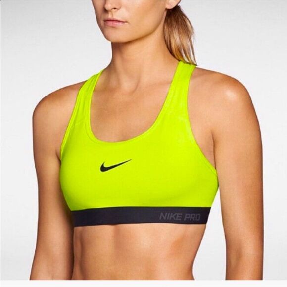 Nike Pro | Dri-fit Racerback Neon Yellow Women’s Sports Bra - Picture 1 of 11
